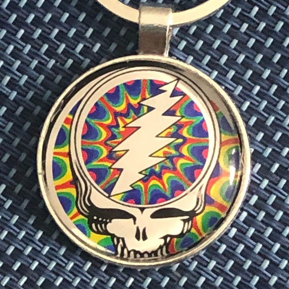 M GRATEFUL DEAD Multicolor SYF Steal Your Face Keychain CUSTOM MA BUYITWHENFOUND